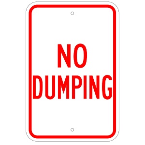 Aluminum No Dumping Sign